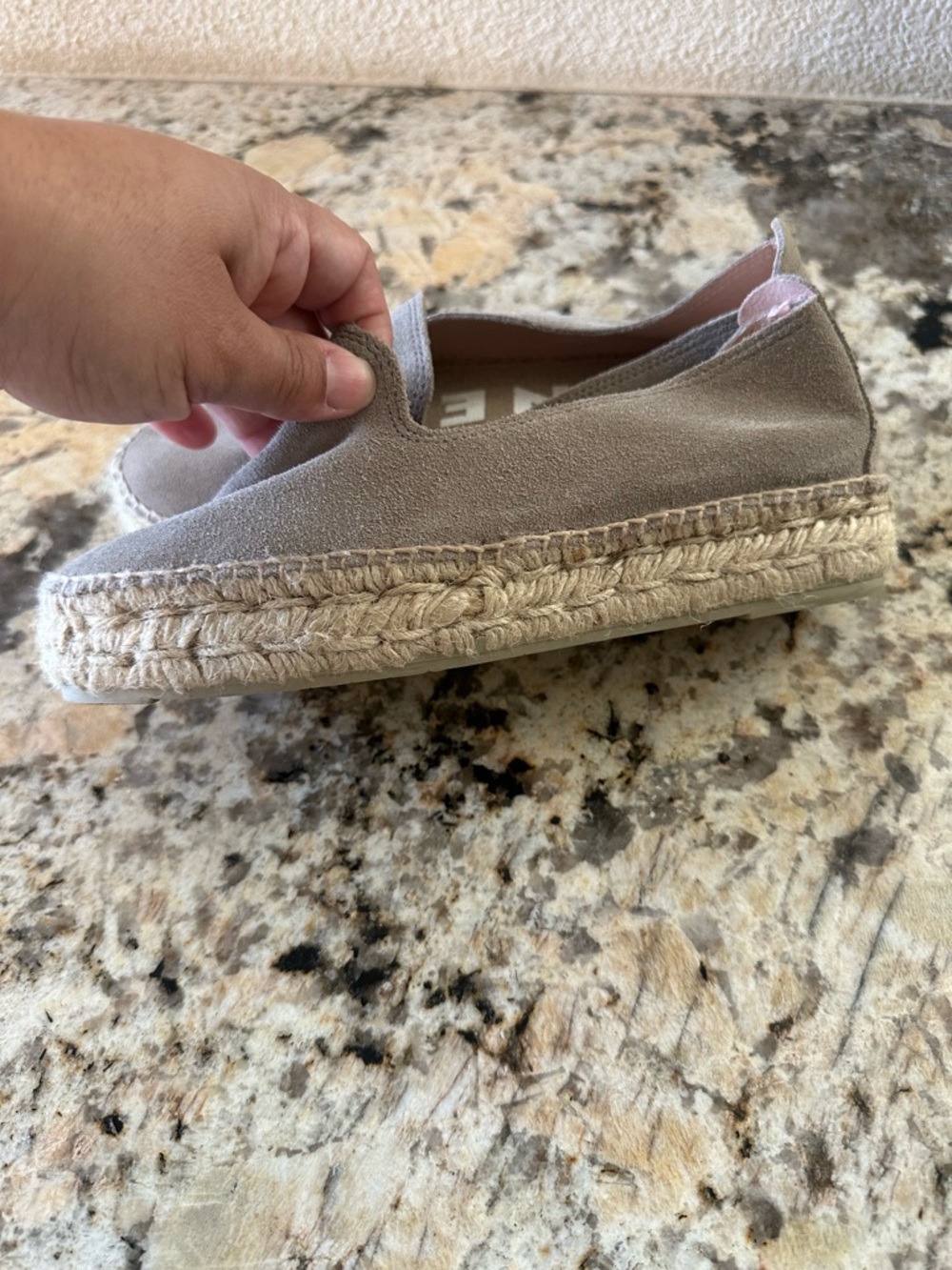 MANEBI Hamptons Suede Double Sole Espadrilles Slip-On Shoe Taupe Size 39